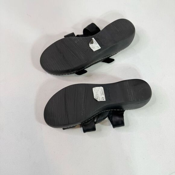 Clarks Collection Sandals Shoes Womens 8.5 Black Leather Slide Hook Loop Wedge - Picture 5 of 9